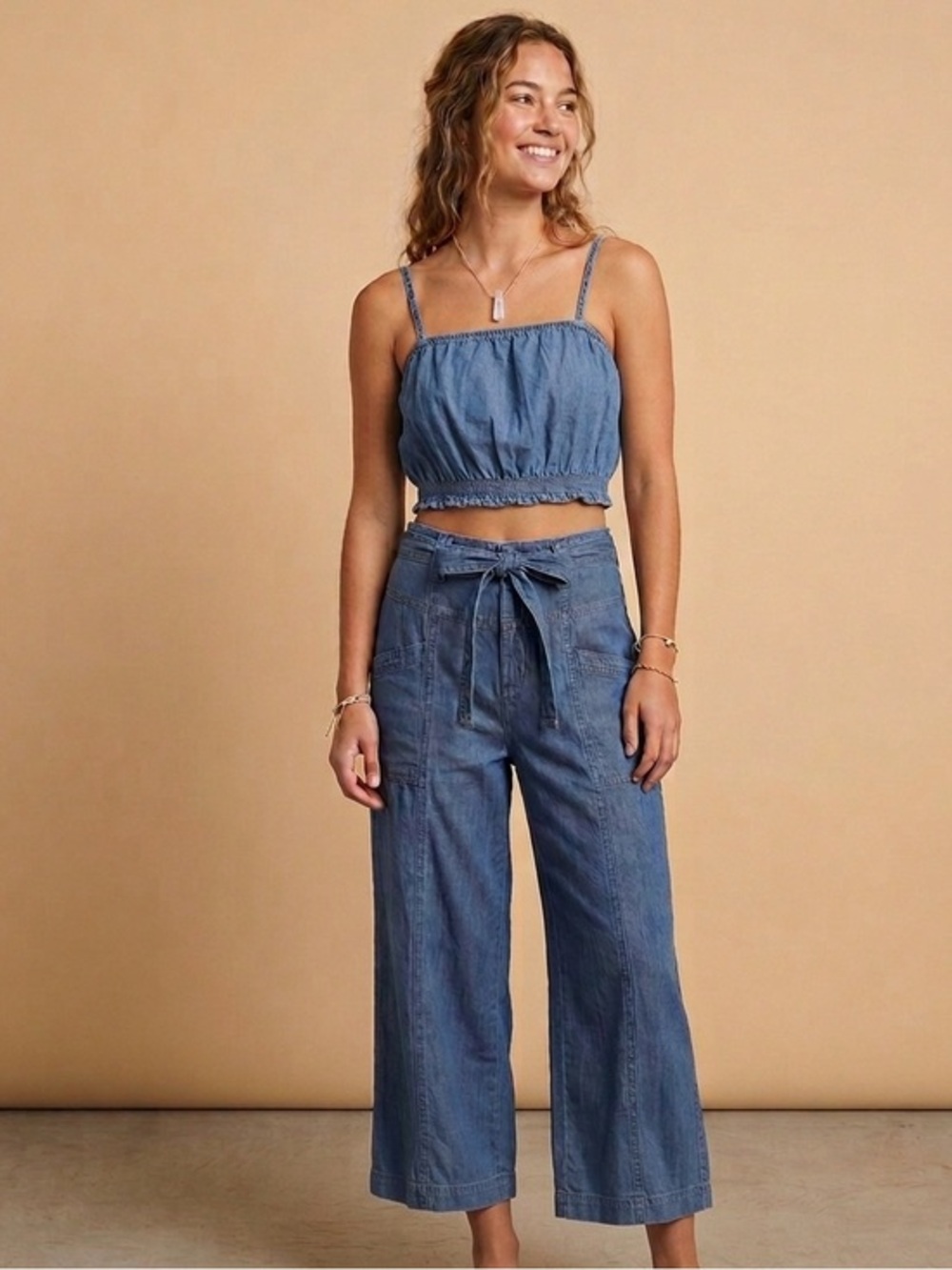 NWT American Eagle crop top high waist denim set. 8/Large